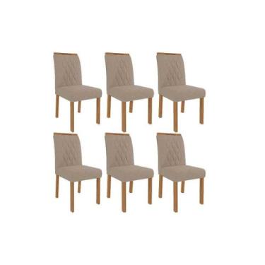 Imagem de Kit 6 Cadeiras Sala Jantar Juliana Wood 6 Un Carvalho/Linho Bege - Cim