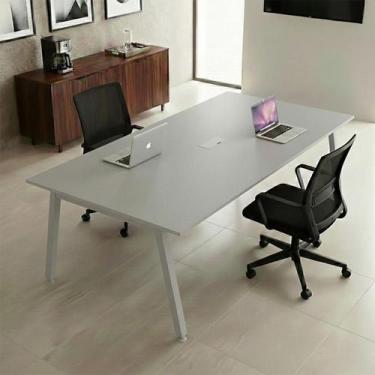 Imagem de Mesa Reunião Corporativa 6 Lugares 210cm x 120cm com Caixa de Tomadas 