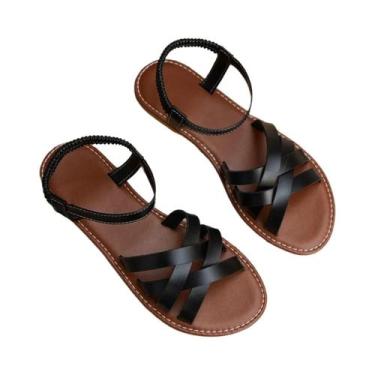 Imagem de Sandálias Planas De Verão Femininas Com Solas De Borracha Antiderrapan