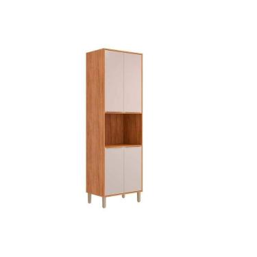 Imagem de Paneleiro De Cozinha Brilhante Torre Quente C- 4 Portas E 1 Nicho P- Forno 70cm Cinamomo-off White - Mgm