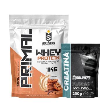 Imagem de Kit Whey Protein Primal 1Kg Cookies Creatina 250g Soldiers Nutrition-Unissex