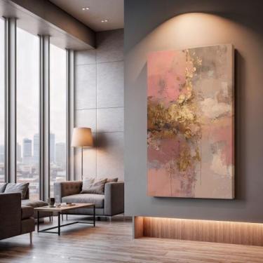 Imagem de Quadros Decorativos Névoa Rosada 40x60 Moderno Luxo Sala Quarto Escrit