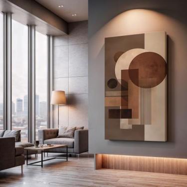 Imagem de Quadros Decorativos Geometria Terrena 40x60 Moderno Luxo Sala Quarto E
