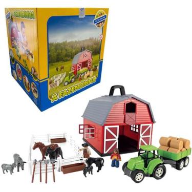 Imagem de Fazendinha Com Acessórios E Animais Infantil Poliplac De Brinquedo Par