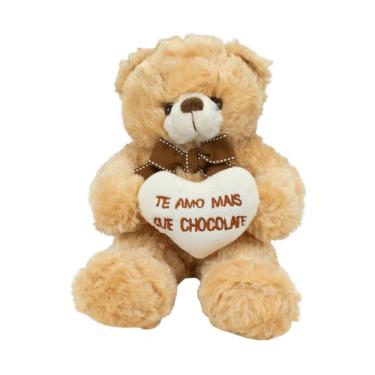 Imagem de Urso De Pelúcia 21 Cm Coração Te Amo Mais Que Chocolate Fofy
