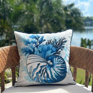 Imagem de Capa Almofada Impermeável Concha e Alga 45x45 - AMOFADAS