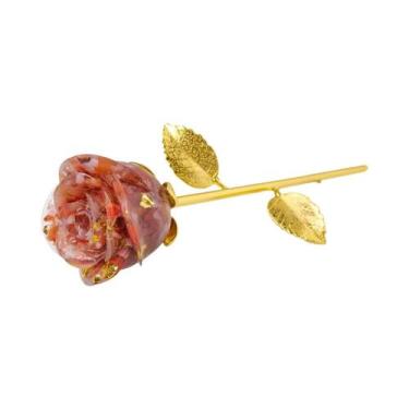 Imagem de Pedra Decorativa De Resina Com Cristais Naturais E Rosas Trituradas Pa