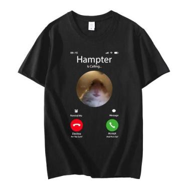 Imagem de Camiseta Unissex Oversized Streetwear Com Estampa De Hamster Meme E Câ