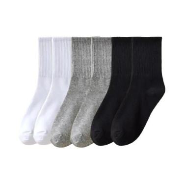 Imagem de Meias Femininas De Cano Médio 3-10 Pares Respiráveis Confortáveis Abso