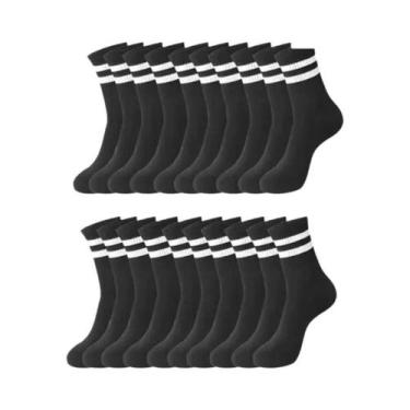 Imagem de Meias Esportivas Femininas De Comprimento Médio Respiráveis Pretas E B