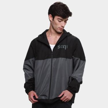 Imagem de Jaqueta Corta Vento Corinthians Masculina - Surf Center, Preto, Chumbo