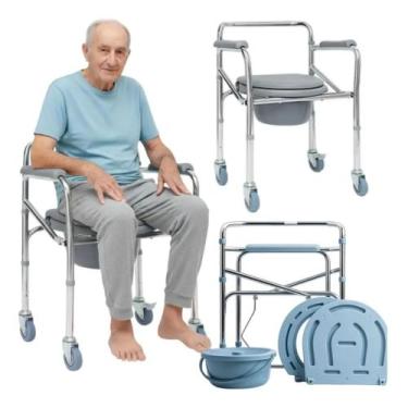 Imagem de Cadeira De Banho Dobrável Desmontável Assento Suporta até 100kg Sanitá