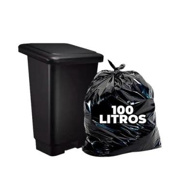 Imagem de Saco de Lixo 100 Litros Reforçado Preto 100 Unidades Suporta 20kg - Ig