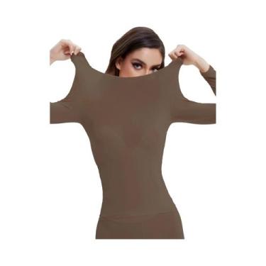 Imagem de Camiseta Térmica Feminina De Manga Longa Fina Para Outono Inverno L-XL