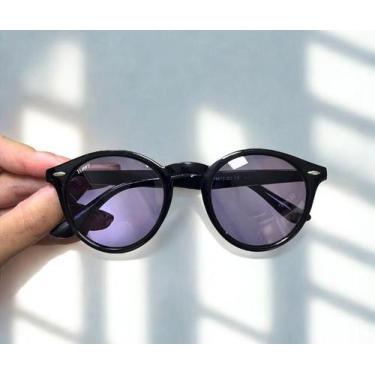 Imagem de Óculos de sol redondo unissex - HOOP, Preto lente roxa, M, ACETATO