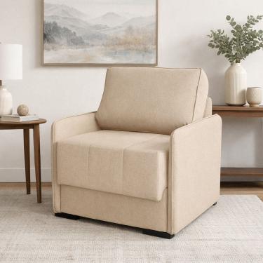 Imagem de Sofá Cama Solteiro Isis 100cm em Tecido Veludo Veludo Bege