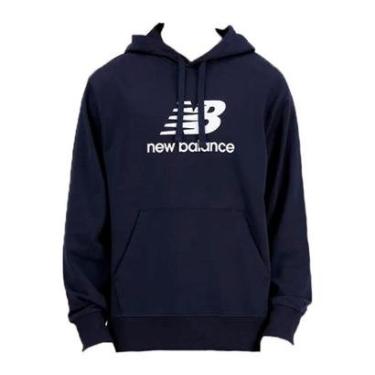 Imagem de Blusa New Balance Moletom Essentials Basic Preto e Branco Masculino-Masculino