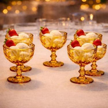 Imagem de Taça de Vidro para Sobremesa Diamond Âmbar 325ml 6 Unid Vidro Luxuoso 