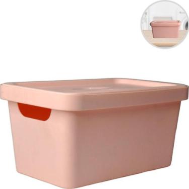 Imagem de Caixa Organizadora Multiuso C/ Tampa Armário Guarda Roupa Closet Rosa 