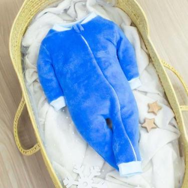 Imagem de Macacão Peluciado Fleece Aconchegante e Divertido Para Bebê Azul Escur