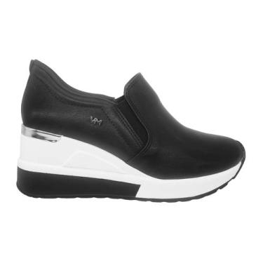 Imagem de Tênis Feminino Via Marte Slip On Anabela Liso Preto, Preto, 37