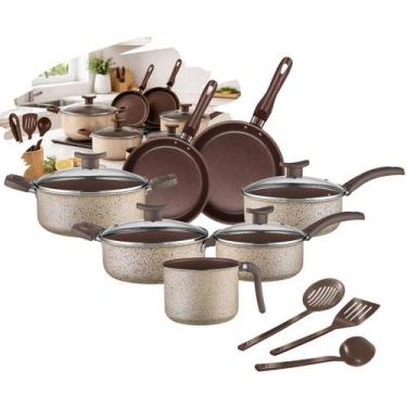 Imagem de Jogo de Panelas 10 Peças Alumínio Antiaderente Cappucciono Com Utensíl