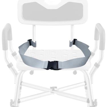 Imagem de Cinto de segurança para cadeira de chuveiro de vaso sanitário, banco de banho antiderrapante com fivela de cintura de 5 cm de largura para pacientes idosos acamados com deficiência (cinza)
