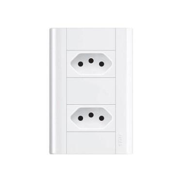 Imagem de Tomada Dupla Fame Modulare 2p+t 10a Com Placa 4x2 Branco - FAME BRASIL