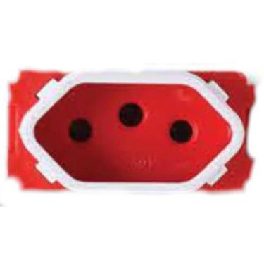 Imagem de Módulo De Tomada Universal 2p+t Vermelho E Branco De 20 Ampères Da Lin