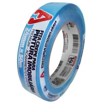 Imagem de Fita Crepe Azul Neon 50m 24mm Para Pintura Imobiliária - 00409130549 -