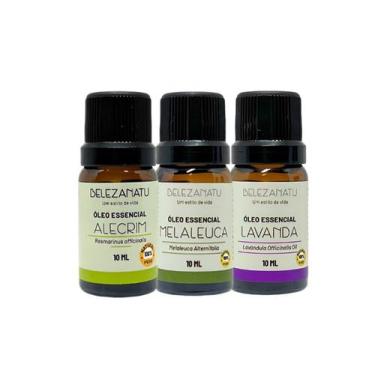 Imagem de Kit 03 óleos essenciais belezanatu alecrim melaleuca lavanda
