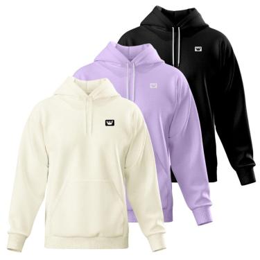 Imagem de Kit 3 Blusa de Moletom Canguru com Capuz Confortável Estilo Casual Siri-Masculino