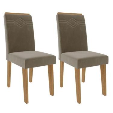 Imagem de Kit 2 Cadeiras Estofadas 11058 Suede MOLCI - Milani Store, Nature Joli