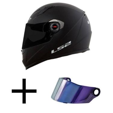 Imagem de Capacete LS2 FF358 Monocolor Preto Fosco Mais Viseira Camaleão, 62
