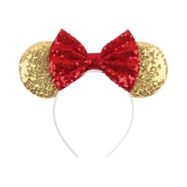 Imagem de Tiara De Orelhas De Rato Com Laço De Lantejoulas De 5 Polegadas Para M