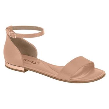 Imagem de Sandália Rasteira Beira Rio detalhe Calcanhar Dourado Confortável, Nud