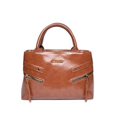 Imagem de Bolsa Feminina Rafitthy Tiracolo Pequena Verniz Caramelo, Caramelo, Ún