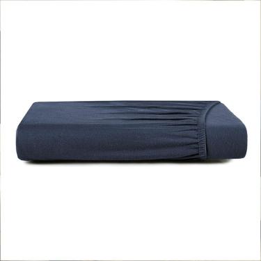 Imagem de Lençol com Elástico Casal Altenburg Malha Fio Penteado Azul Minimal