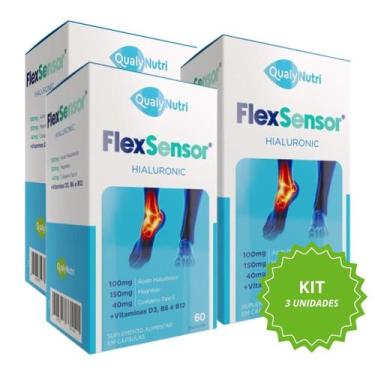 Imagem de Kit 3 Flex Sensor Hialuronic 250mg com 60Caps QualyNutri - Qualy Nutri