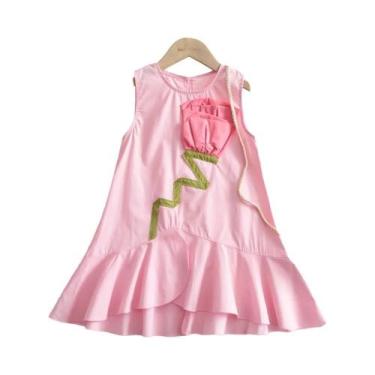 Imagem de Vestido De Princesa Sem Mangas Para Meninas, Decoração Floral, Moda Co