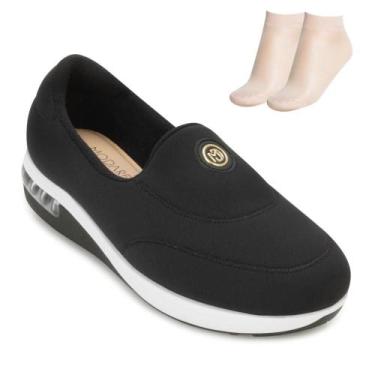 Imagem de Tênis Slip On Modare e Meia MD25-73202, Preto, Dourado, 36