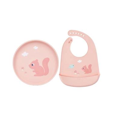 Imagem de Kit Cloudy Buba Pratinho + Babador Esquilo