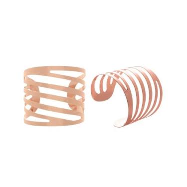 Imagem de Conjunto 4 Anéis para Guardanapo de Aço Curves Cobre - Lyor - 4cm, Ros