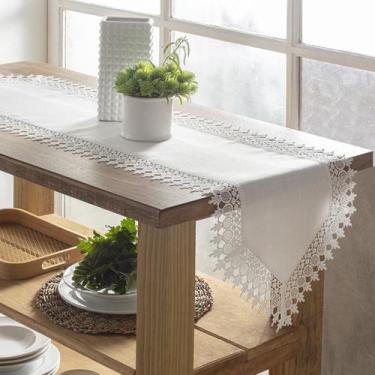 Imagem de Caminho de Mesa 40x220cm Branco Bordado California Jolitex