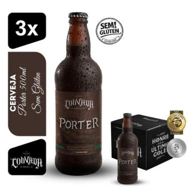 Imagem de Cerveja Porter Cervejaria Louvada 500ml Kit 3 unidades Sem Glúten