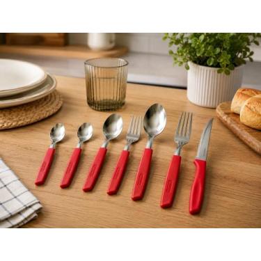 Imagem de Conjunto Talheres 42 Peças New Caprese - Vermelha - FRATELLI