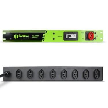 Imagem de Regua para rack com disjuntor dj 5000 8 tomadas 20a ipec, VERDE