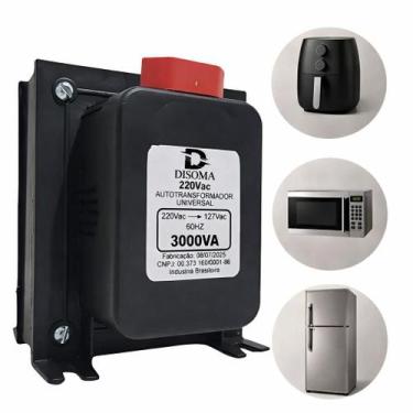 Imagem de Transformador Disoma Bivolt 3000VA 1700W c/ Protetor Térmico p/ Air Fr