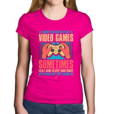 Imagem de Baby Look Algodão I don't always play videogames - Foca na Moda, Rosa,