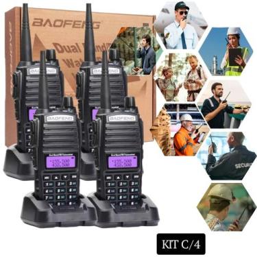 Imagem de Kit Rádio Comunicador Baofeng UV82 Com Base Carregadora Dual Band Long